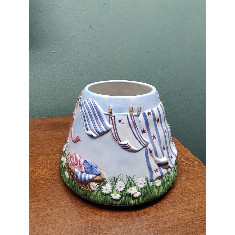 Yankee Candle Jar Candle Shade Laundry Topper Day Spring Clothesline USA Flag